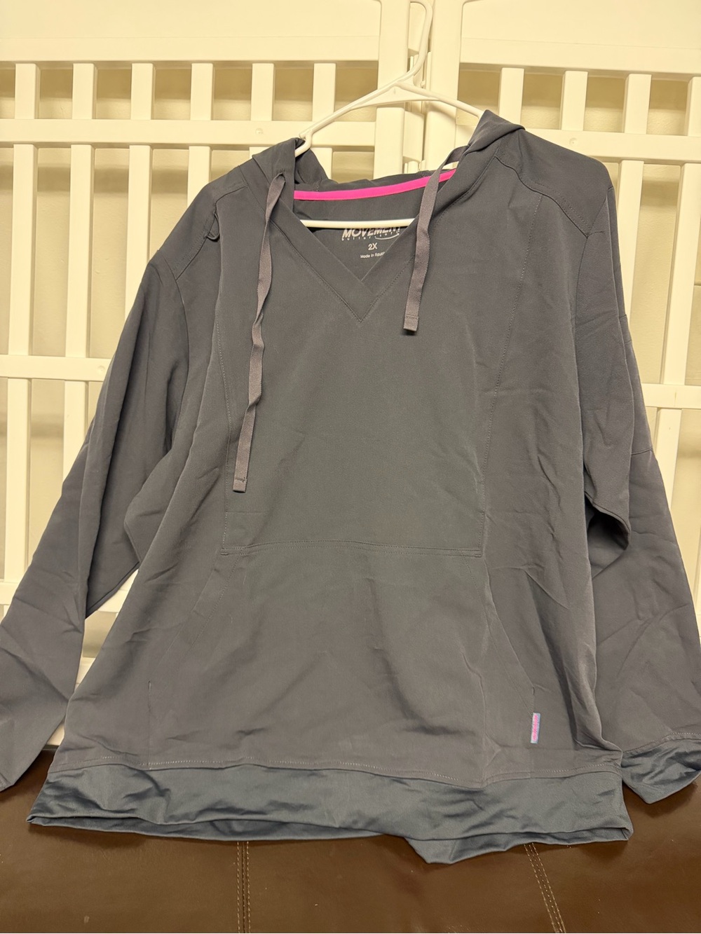 Women's Gray Pullover Hoodie Scrub Top